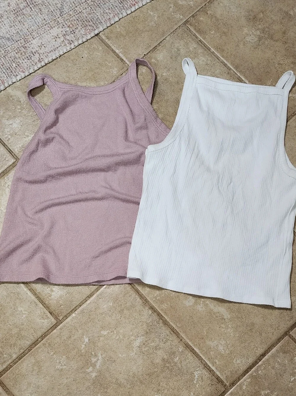 Free People‎ We The Free Ribbed Tank Pair in Pink and White